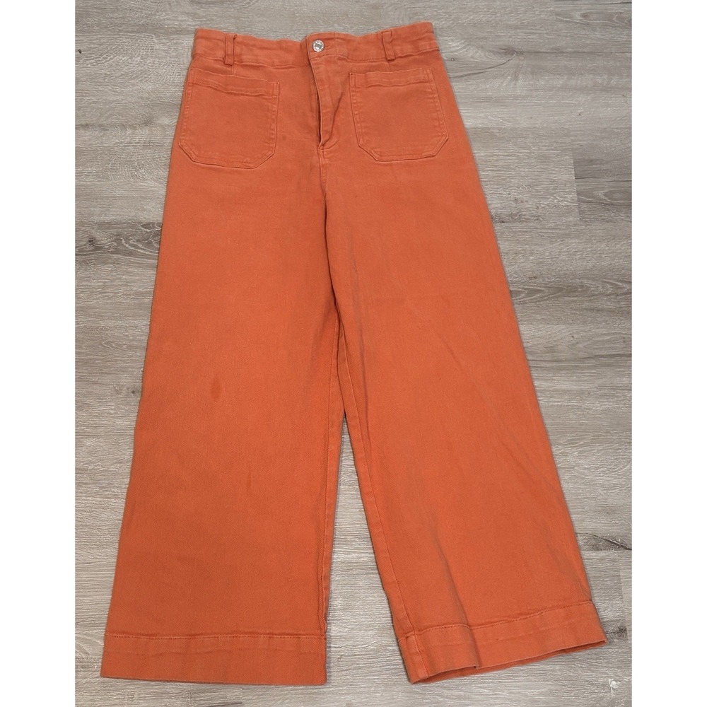 EE:some High Rise Wide Barrel Leg Jeans Burnt Orange‎ Wash Boho Size M